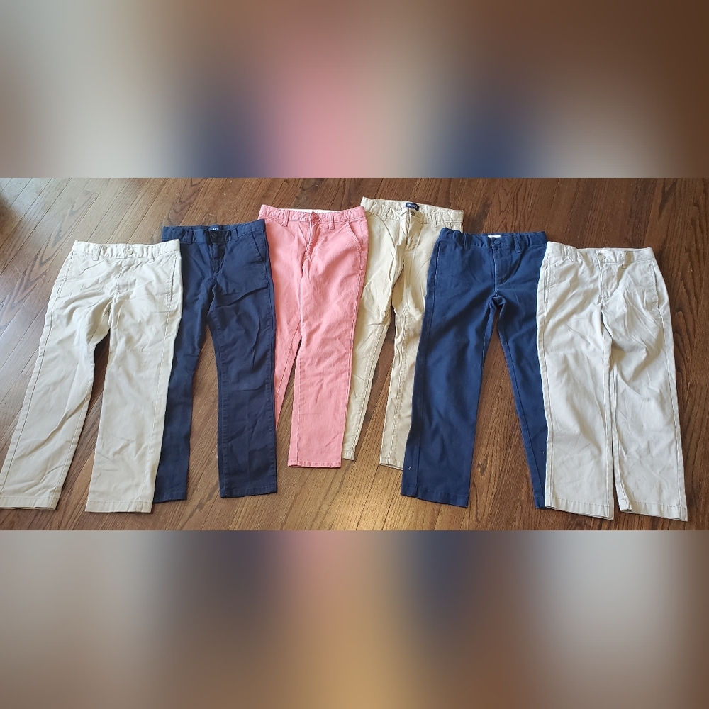 Lot of 6 Boys Uniform Chino Pants- Size 8